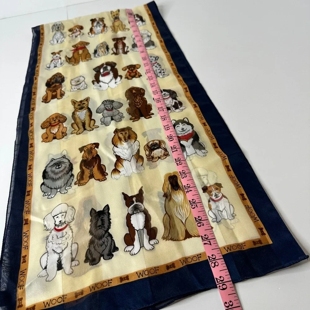 Dog Lover Rectangle Scarf Blue WOOF Border Poodle Shephard Terrier Husky Novelty